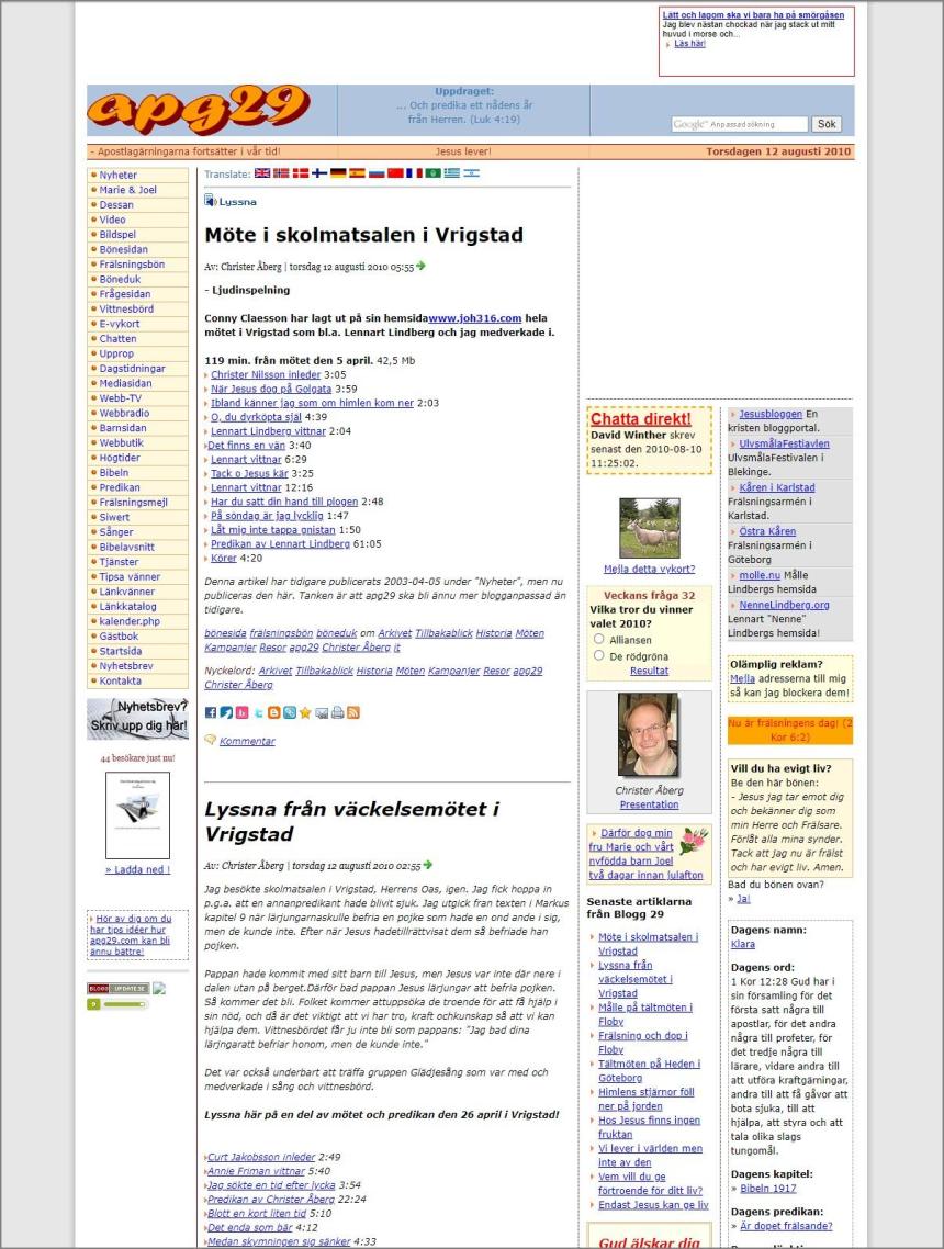 Bloggsajten Apg29 r 2010.